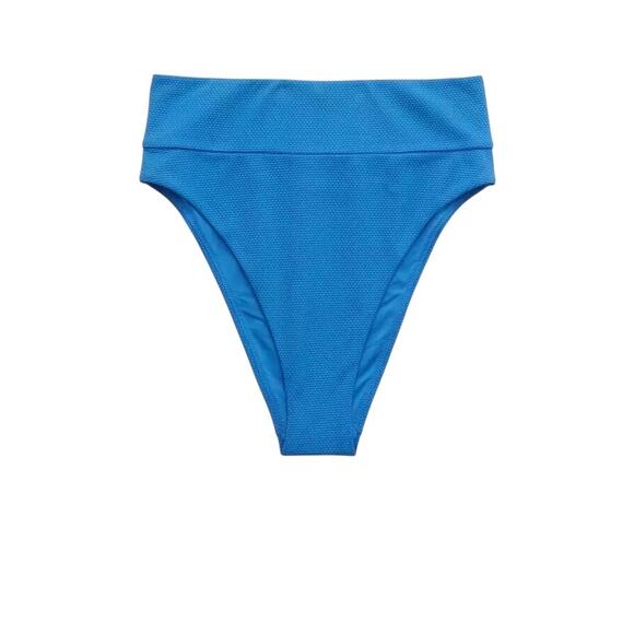 NWT! Aerie Pique High Cut Cheeky Bikini Swim Bottom in Blue - Size Medium - Picture 4 of 9